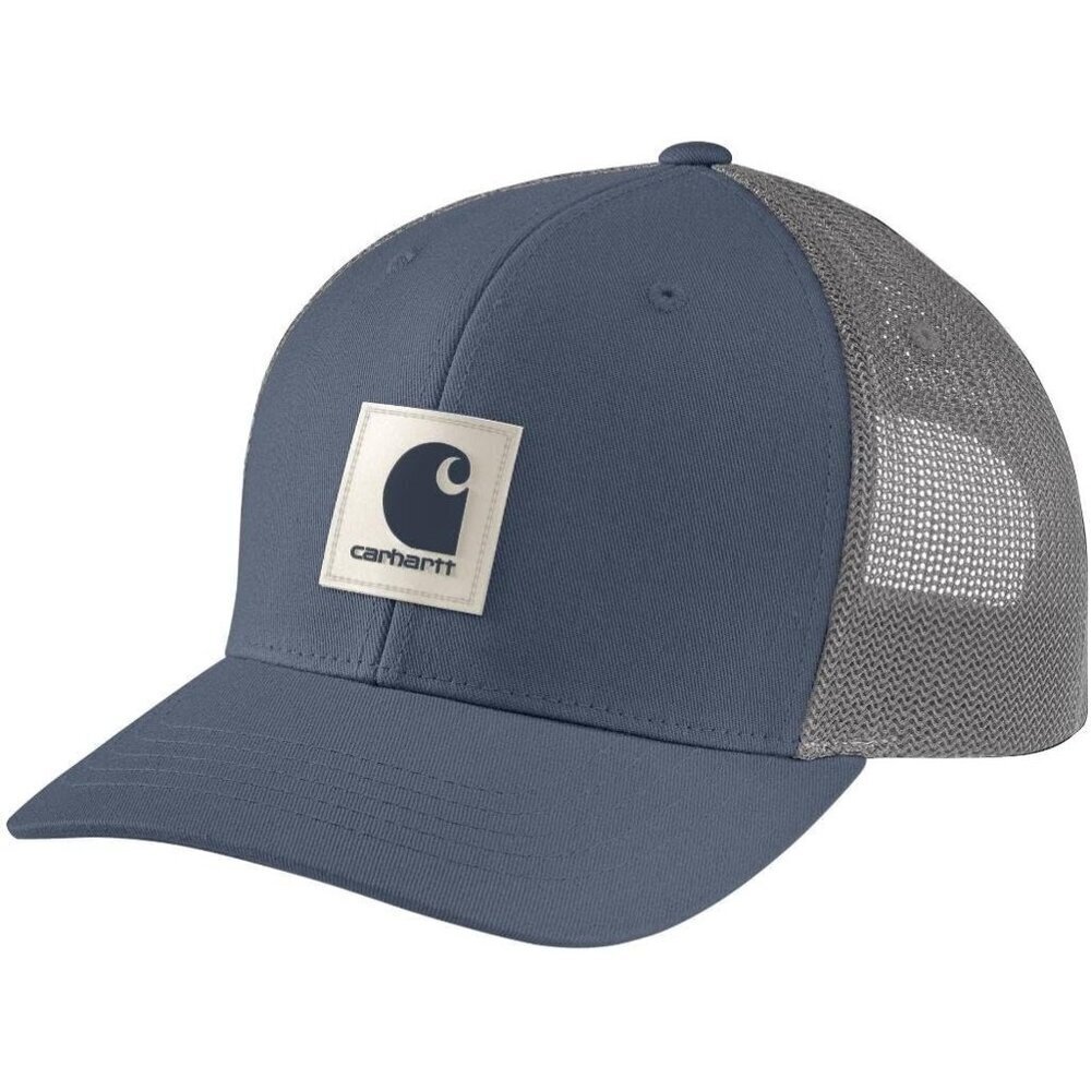 Carhartt Men's Bluestone Imported Rugged Flex Twill Mesh Back Logo Patch Caps